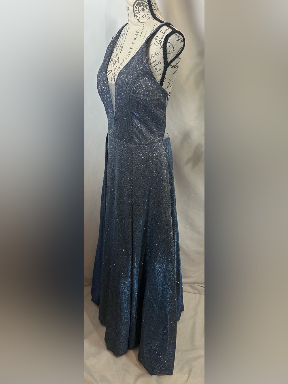 My Michelle Sparkling Navy Plunge Midi Dress - Picture 4 of 12